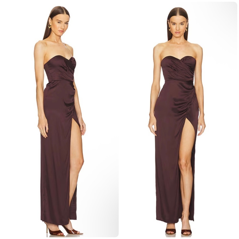 New! Michael Costello x REVOLVE Dimity Chocolate Brown Maxi Gown 🤎 Small
